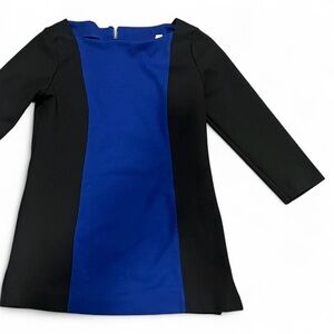 New York & Company Stylish Black and Blue Long Sleeve Structured Shirt Size XS